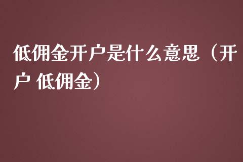 低佣金开户是什么意思（开户 低佣金）