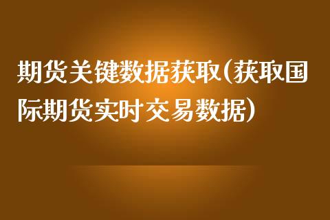 期货关键数据获取(获取国际期货实时交易数据)_https://www.boyangwujin.com_期货直播间_第1张