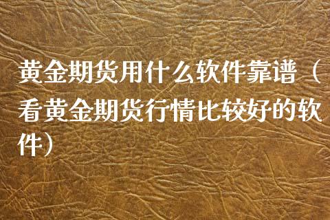 黄金期货用什么软件靠谱（看黄金期货行情比较好的软件）