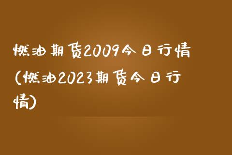 燃油期货2009今日行情(燃油2023期货今日行情)