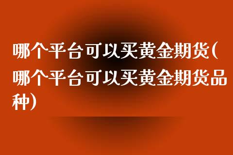 哪个平台可以买黄金期货(哪个平台可以买黄金期货品种)