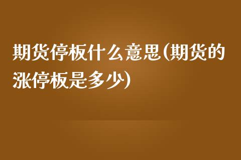 期货停板什么意思(期货的涨停板是多少)