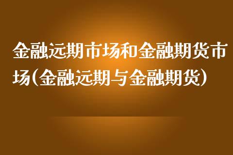 金融远期市场和金融期货市场(金融远期与金融期货)