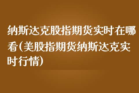 纳斯达克股指期货实时在哪看(美股指期货纳斯达克实时行情)