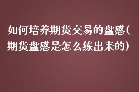 如何培养期货交易的盘感(期货盘感是怎么练出来的)