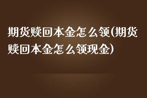 期货赎回本金怎么领(期货赎回本金怎么领现金)