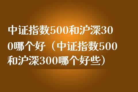 中证指数500和沪深300哪个好（中证指数500和沪深300哪个好些）