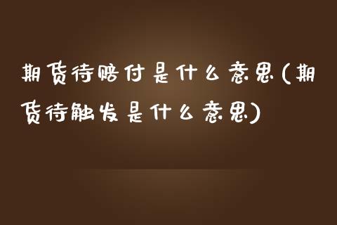 期货待赔付是什么意思(期货待触发是什么意思)