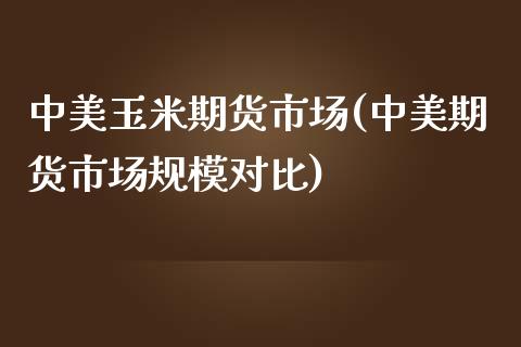 中美玉米期货市场(中美期货市场规模对比)