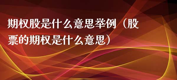 期权股是什么意思举例（股票的期权是什么意思）_https://www.boyangwujin.com_黄金期货_第1张