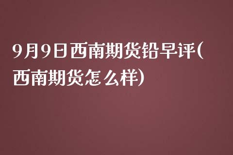 9月9日西南期货铅早评(西南期货怎么样)