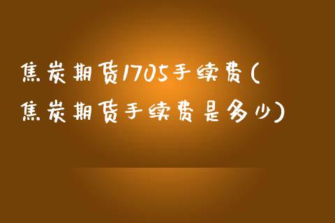 焦炭期货1705手续费(焦炭期货手续费是多少)