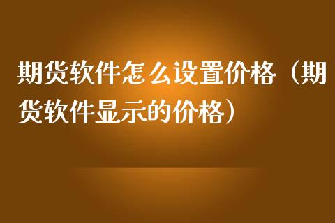 期货软件怎么设置价格（期货软件显示的价格）