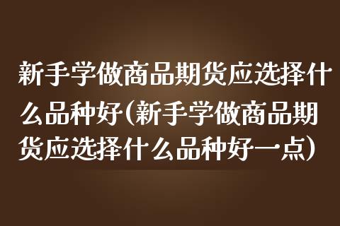 新手学做商品期货应选择什么品种好(新手学做商品期货应选择什么品种好一点)