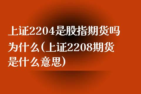 上证2204是股指期货吗为什么(上证2208期货是什么意思)_https://www.boyangwujin.com_白银期货_第1张