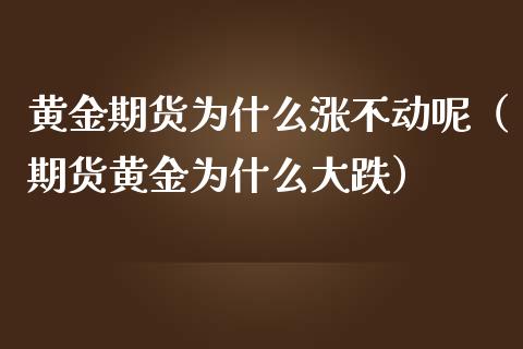 黄金期货为什么涨不动呢（期货黄金为什么大跌）