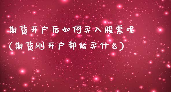 期货开户后如何买入股票呢(期货刚开户都能买什么)