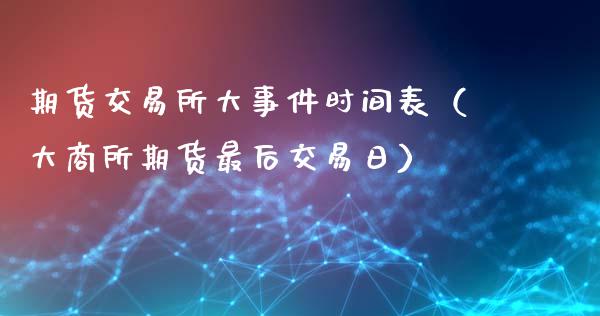 期货交易所大事件时间表（大商所期货最后交易日）