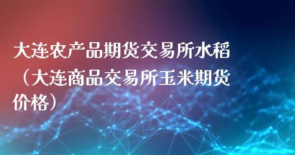 大连农产品期货交易所水稻（大连商品交易所玉米期货价格）_https://www.boyangwujin.com_黄金期货_第1张