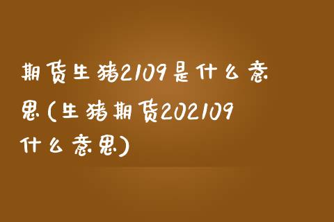 期货生猪2109是什么意思(生猪期货202109什么意思)_https://www.boyangwujin.com_期货直播间_第1张