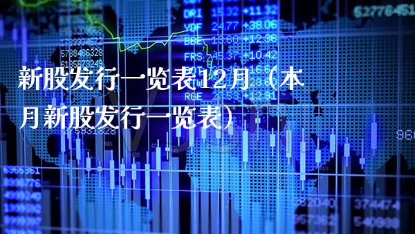 新股发行一览表12月（本月新股发行一览表）