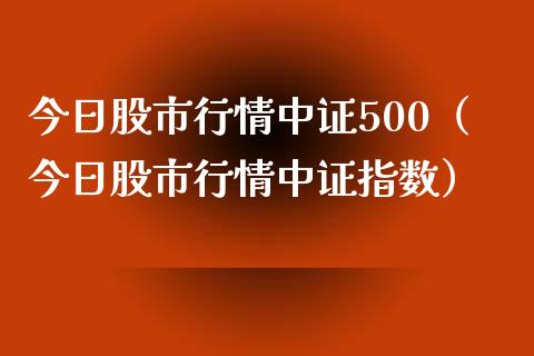 今日股市行情中证500（今日股市行情中证指数）