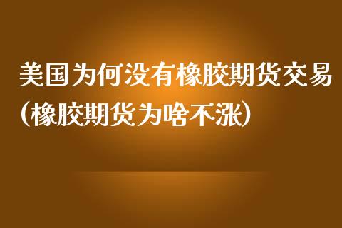 美国为何没有橡胶期货交易(橡胶期货为啥不涨)