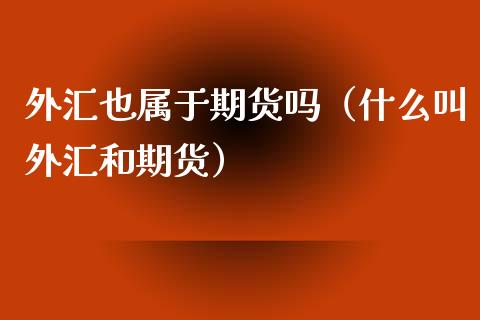 外汇也属于期货吗（什么叫外汇和期货）_https://www.boyangwujin.com_期货直播间_第1张