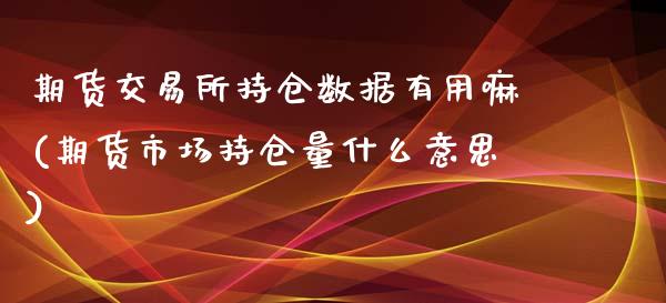 期货交易所持仓数据有用嘛(期货市场持仓量什么意思)_https://www.boyangwujin.com_白银期货_第1张