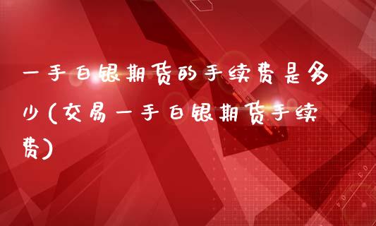 一手白银期货的手续费是多少(交易一手白银期货手续费)