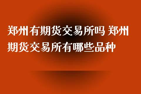 郑州有期货交易所吗 郑州期货交易所有哪些品种