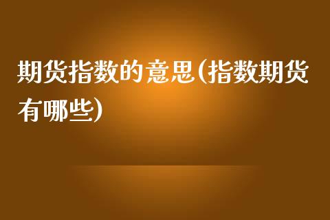 期货指数的意思(指数期货有哪些)_https://www.boyangwujin.com_白银期货_第1张