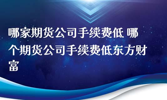 哪家期货公司手续费低 哪个期货公司手续费低东方财富