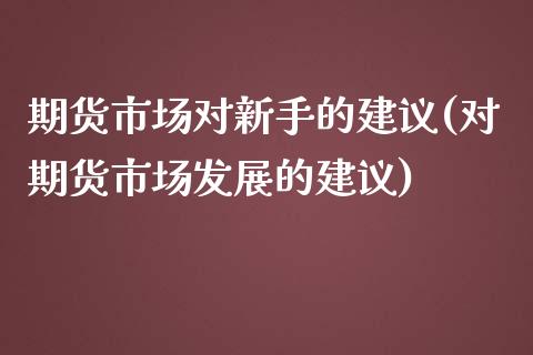 期货市场对新手的建议(对期货市场发展的建议)