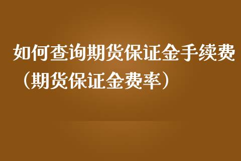 如何查询期货保证金手续费（期货保证金费率）