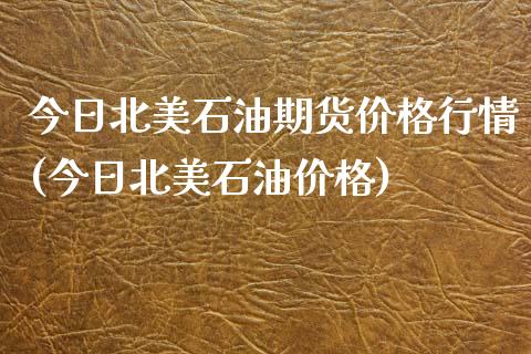 今日北美石油期货价格行情(今日北美石油价格)