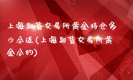 上海期货交易所黄金持仓多少合适(上海期货交易所黄金合约)