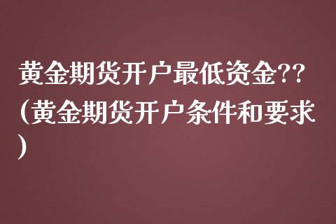 黄金期货开户最低资金??(黄金期货开户条件和要求)