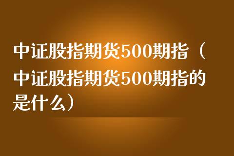 中证股指期货500期指（中证股指期货500期指的是什么）_https://www.boyangwujin.com_期货直播间_第1张