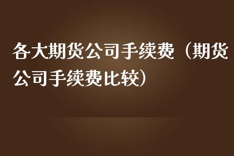 各大期货公司手续费（期货公司手续费比较）_https://www.boyangwujin.com_道指期货_第1张