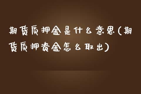 期货质押金是什么意思(期货质押资金怎么取出)