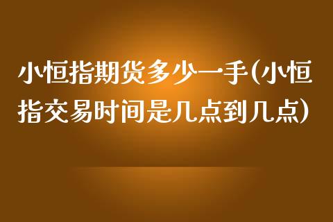 小恒指期货多少一手(小恒指交易时间是几点到几点)