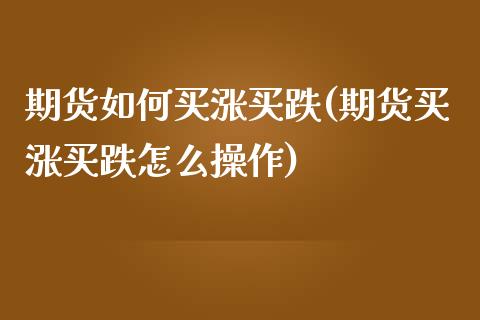 期货如何买涨买跌(期货买涨买跌怎么操作)