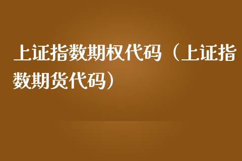 上证指数期权代码（上证指数期货代码）