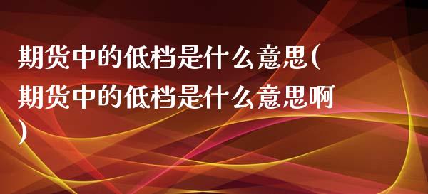 期货中的低档是什么意思(期货中的低档是什么意思啊)