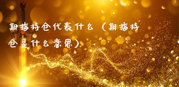 期指持仓代表什么（期指持仓是什么意思）_https://www.boyangwujin.com_道指期货_第1张