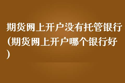 期货网上开户没有托管银行(期货网上开户哪个银行好)