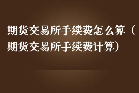 期货交易所手续费怎么算（期货交易所手续费计算）