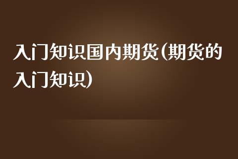 入门知识国内期货(期货的入门知识)