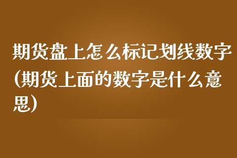 期货盘上怎么标记划线数字(期货上面的数字是什么意思)